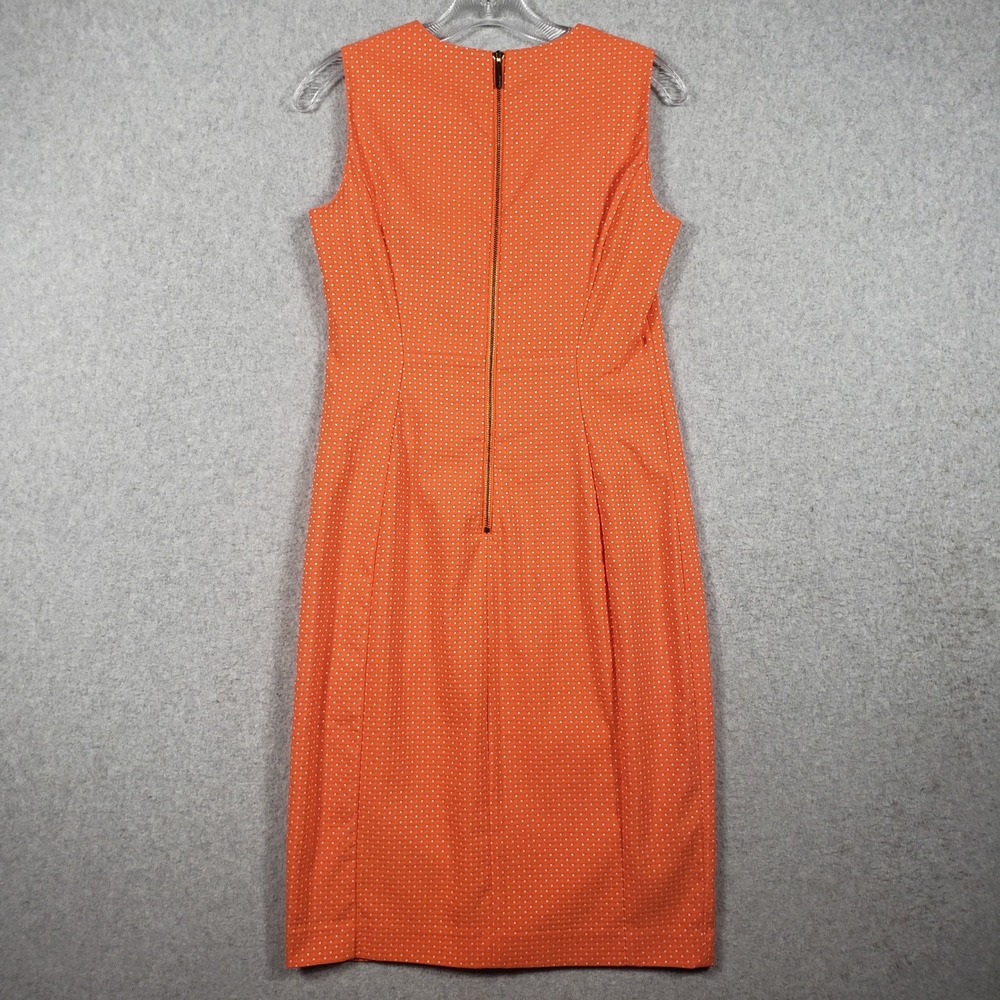 Calvin Klein Womens Dress Sheath Sleeveless Size 6 Orange Polka Dot CD9EH923 SEO - Picture 3 of 13